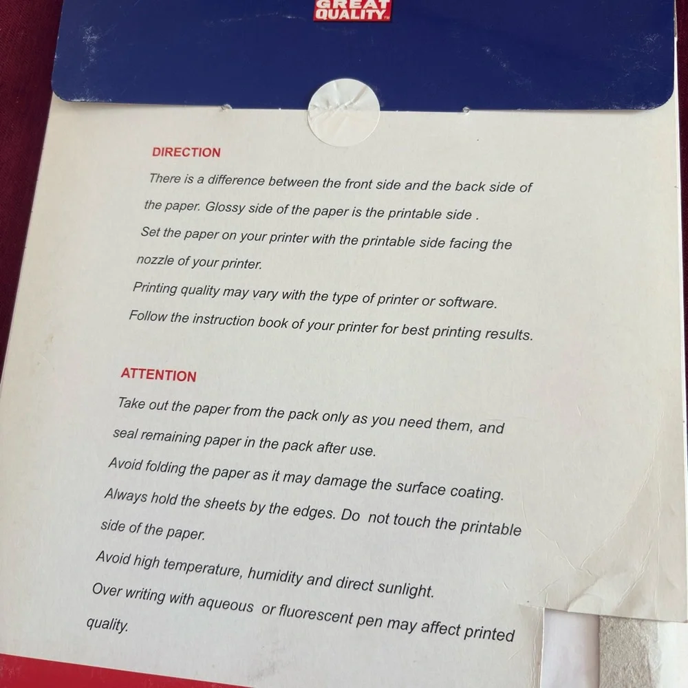 Never Use 2 Sets of Photo Glossy Papers-8 1/2”x11”